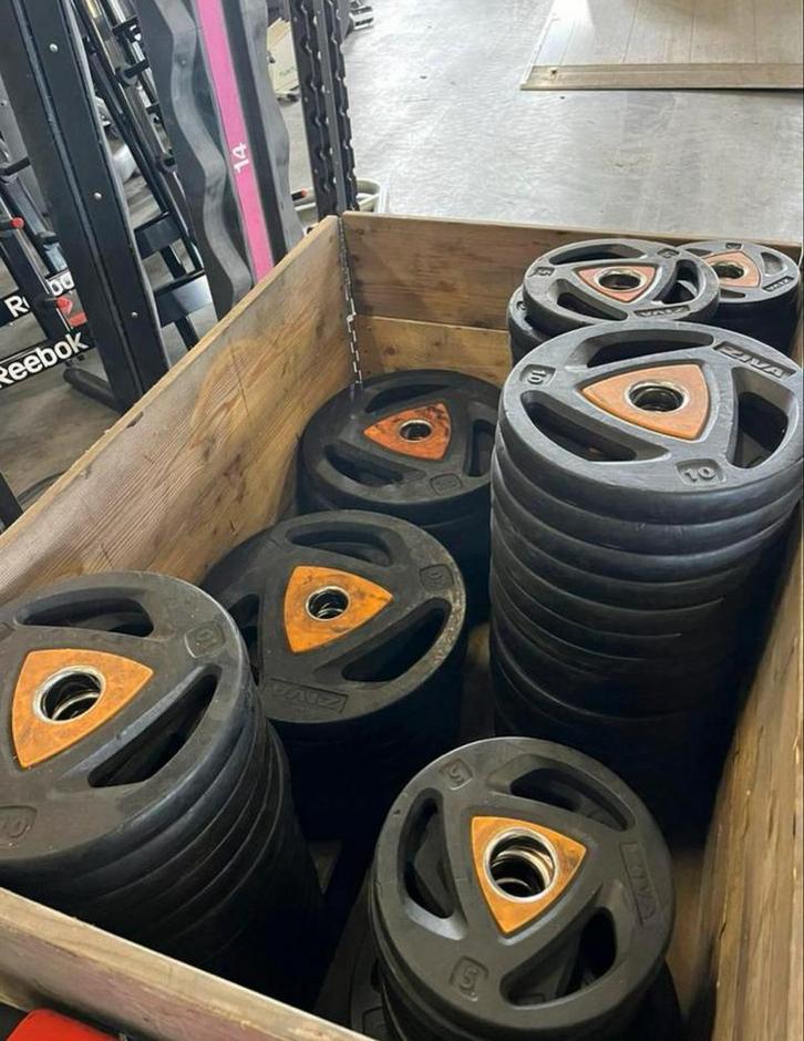 637,50 kg Ziva PU Olympische Halterschijven 50 mm gewichten, Sport en Fitness, Fitnessmaterialen, Gebruikt, Halterschijven, Armen