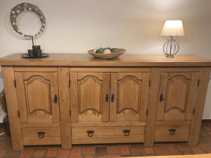 Eetplaats in eikenhout, Huis en Inrichting, Complete eetkamers, Gebruikt, 4 tot 6 stoelen, Ophalen