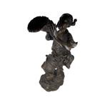 Sculpture Bronze Homme Japonais Jouant de la Musique 1930, Bronze, Enlèvement