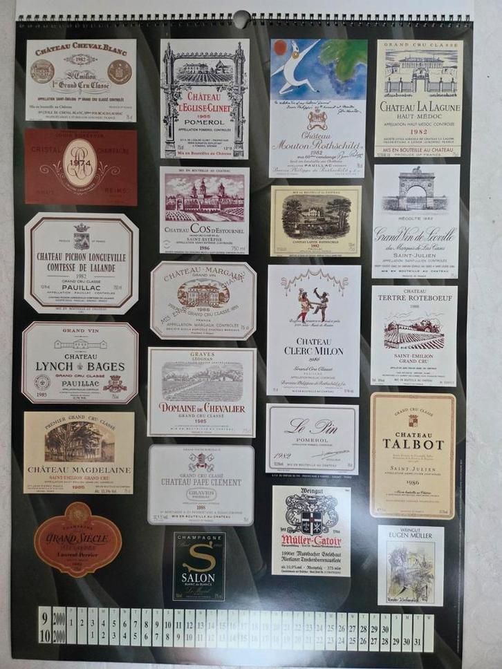 Grote kalenders wijnetiketten., Verzamelen, Wijnen, Ophalen