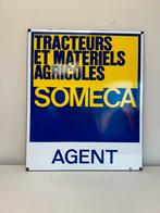 SOMECA Tracteurs emaille reclamebord, Reclamebord, Gebruikt, Ophalen of Verzenden