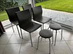 4 degelijke lederen stoelen met 2 bijzet stoeltjes, Huis en Inrichting, Stoelen, Ophalen, Leer, Zo goed als nieuw, Vier