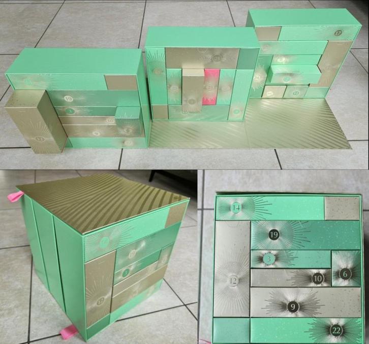 ADVENTSKALENDER - GROENE KUBUS - LEEG OM ZELF IN TE VULLEN, Diversen, Kerst, Zo goed als nieuw, Ophalen of Verzenden