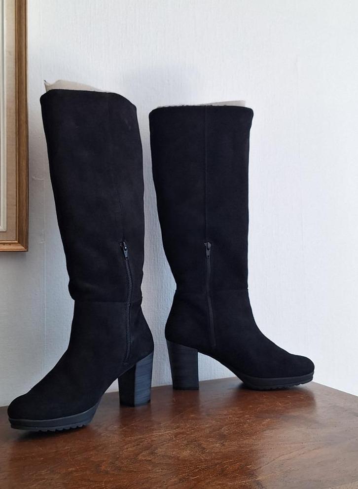 Warme echte velurleren laarzen, maat 39,  merk Taupage, Kleding | Dames, Schoenen, Zo goed als nieuw, Hoge laarzen, Zwart, Verzenden