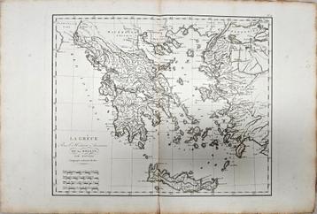 Carte ancienne de la Grèce — Atlas Rollin 1818 — 50x35, Enlèvement ou Envoi