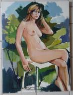 Vandekerkhove, zittend naakt, doek, 80 x 60, Antiek en Kunst, Ophalen