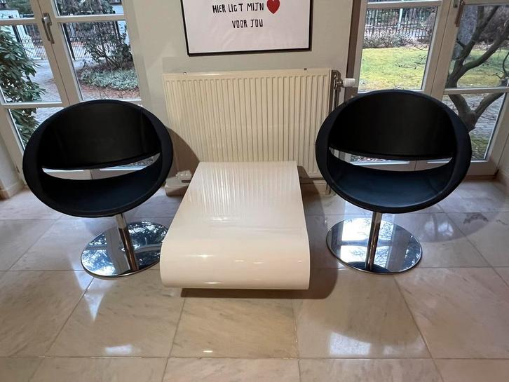 Ensemble de mobilier de bureau en cuir Mibra, Maison & Meubles, Chaises, Comme neuf, Deux, Cuir, Noir, Enlèvement