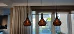 Industriële hanglamp met drie kappen van metaal, Huis en Inrichting, Lampen | Hanglampen, Ophalen, Soft Industrial, Zo goed als nieuw