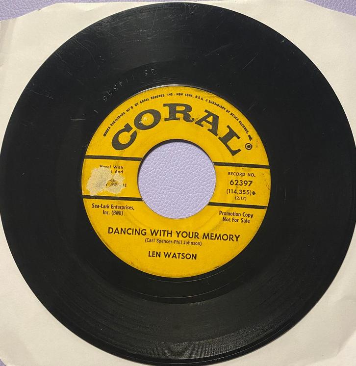 Len Watson Dancing With Your Memory Label Coral, CD & DVD, Vinyles | R&B & Soul, Utilisé, Soul, Nu Soul ou Neo Soul, 1960 à 1980