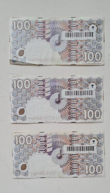 3 x 100 Nederlandse Gulden Steenuil 1992 beschikbaar voor biedingen