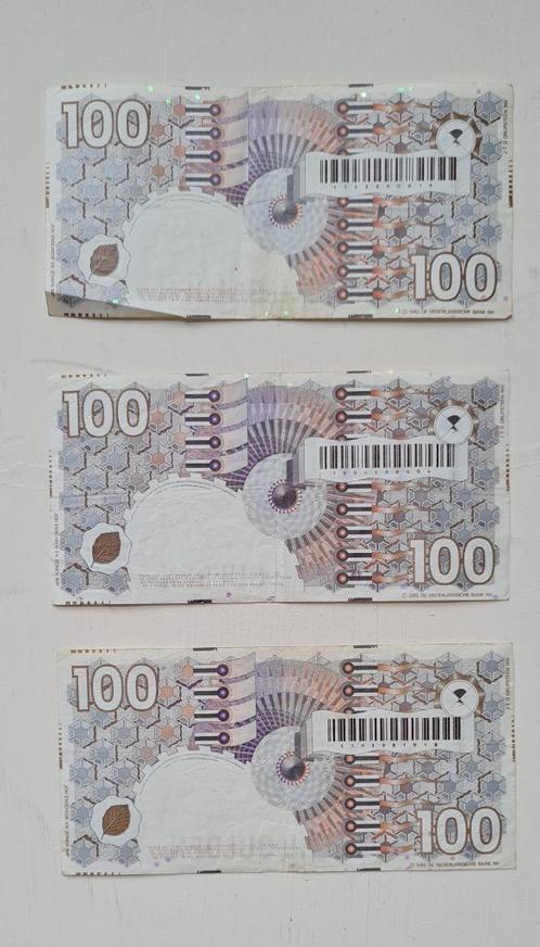 3 x 100 Nederlandse Gulden Steenuil 1992, Postzegels en Munten, Munten en Bankbiljetten | Verzamelingen, Ophalen of Verzenden