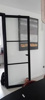 Mooie Hoge houten deur rechtsdraaiend met kozijn, 215 cm of meer, Glas, 80 tot 100 cm, Ophalen of Verzenden