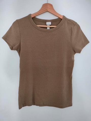 Mooie rib T-shirt H&M Medium Taupe of licht bruin beschikbaar voor biedingen