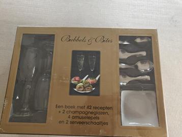 Feestelijke Serveerset met Receptenboek & Champagneglazen beschikbaar voor biedingen
