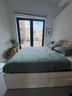 Tweepersoonsbed met opbergruimte + matras, Huis en Inrichting, Slaapkamer | Bedden, Ophalen, Gebruikt, Wit, Tweepersoons