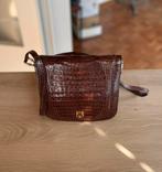 Sac à main vintage cognac cuir aligator + portefeuille