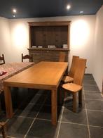 Massief eiken tafel + bijhorende salontafel, Maison & Meubles, Tables | Tables de salon, 75 cm ou plus, 200 cm ou plus, Comme neuf