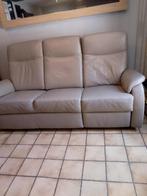 Grijze leren bank Beige Divan, Huis en Inrichting, Zetels | Zetels, Ophalen, Minder dan 75 cm, 150 tot 200 cm, Driepersoons