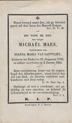 doodsprentje -Maes m., Ophalen of Verzenden, Bidprentje