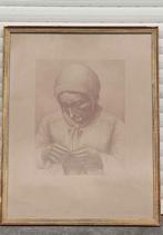 Gravure la couturière signe Victor dieu, Enlèvement ou Envoi