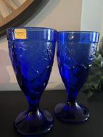 Vintage blauwe glazen bekers Luminarc, Antiek en Kunst, Antiek | Glaswerk en Kristal, Ophalen of Verzenden