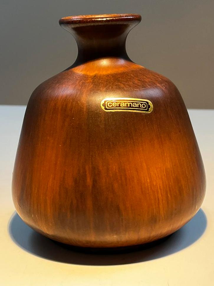 design W-Germany CERAMANO NUBIA harefur glaze modernist vase, Antiek en Kunst, Kunst | Designobjecten, Ophalen of Verzenden