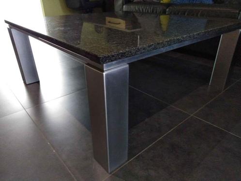 salontafel met granieten tafelblad, Huis en Inrichting, Tafels | Salontafels, Zo goed als nieuw, Vierkant, Overige materialen