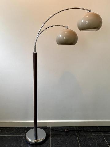 Vintage Dijkstra dubbele boog paddenstoel vloerlamp jaren 70, Comme neuf, Métal, 150 à 200 cm, Enlèvement