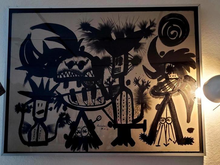 Lucebert inktschilderij #COBRA #Picasso #Dali, Antiek en Kunst, Kunst | Schilderijen | Klassiek, Ophalen of Verzenden