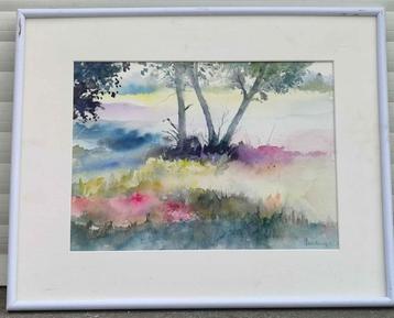 Aquarelle paysage signe Renee martens beschikbaar voor biedingen