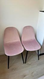 2 lichtrose velvet stoelen, Huis en Inrichting, Stoelen, Ophalen, Zo goed als nieuw