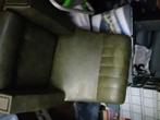 Fauteuil vintage simili cuir vert assise bon état, Enlèvement, Utilisé, Cuir