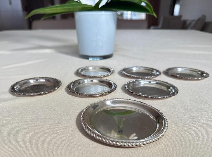 Zilveren onderzetters / Zilver / Verzilverd / Vintage / 1970, Antiek en Kunst, Antiek | Servies los, Ophalen of Verzenden
