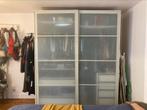 Kleerkast Ikea pax wit glazen schuifdeuren, 200 cm of meer, Glas, Met hangruimte, Ophalen of Verzenden