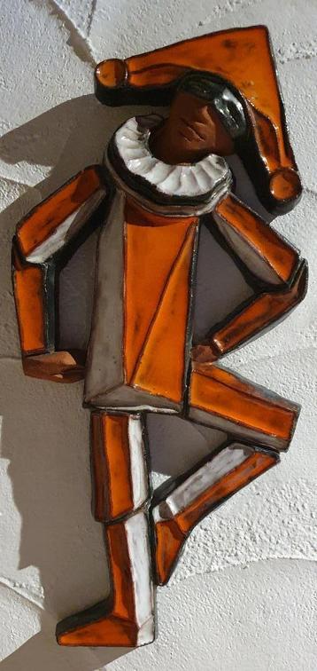 Vintage harlekijn keramiek wand plaquette / Terracotta