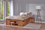 Tweepersoons massief grenen bed in Wit of Natuur of Bruin., Bruin, Ophalen of Verzenden, 200 cm, Modern