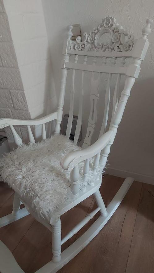 Schommelstoel, Huis en Inrichting, Stoelen, Gebruikt, Eén, Hout, Wit, Ophalen
