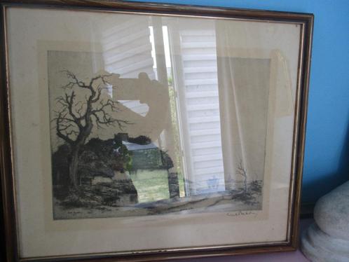 ets van dirk baksteen kempische hoeve, Antiek en Kunst, Kunst | Etsen en Gravures, Ophalen of Verzenden