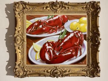 Peinture « Homards »   disponible aux enchères