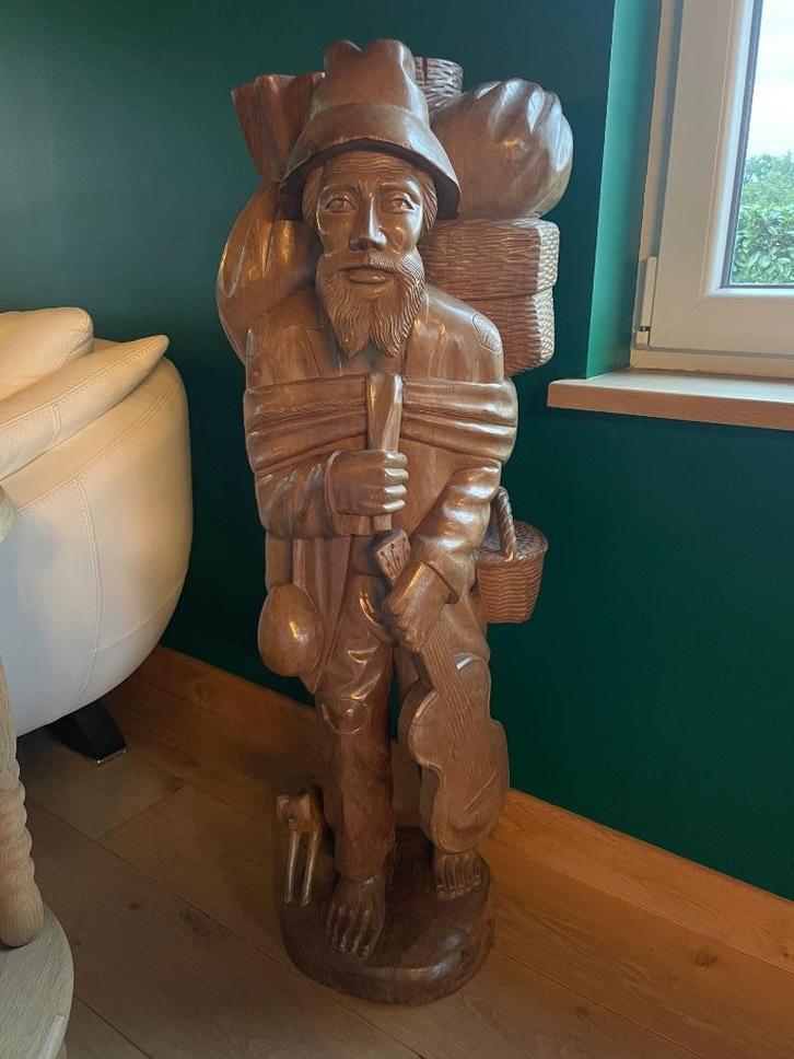 Statue artisanale péruvienne en bois – porteur andin, Antiek en Kunst, Kunst | Beelden en Houtsnijwerken, Ophalen