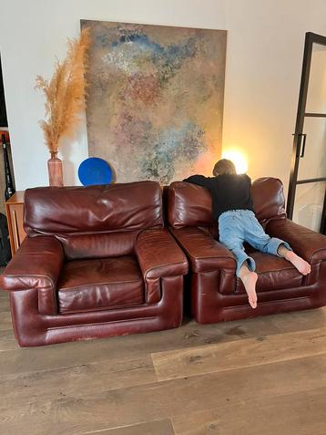 Leren eenzit zetel fauteuil leder cognac lounge beschikbaar voor biedingen