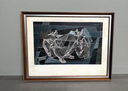 Reproductie "Dialog auf Schwarz-Grünem Grund" van Hans Erni, Antiek en Kunst, Kunst | Schilderijen | Abstract, Ophalen