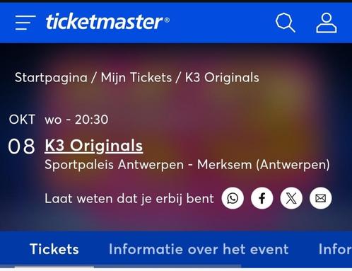 K3 reünie ticket €70, Tickets en Kaartjes, Concerten | Pop, Eén persoon, Oktober