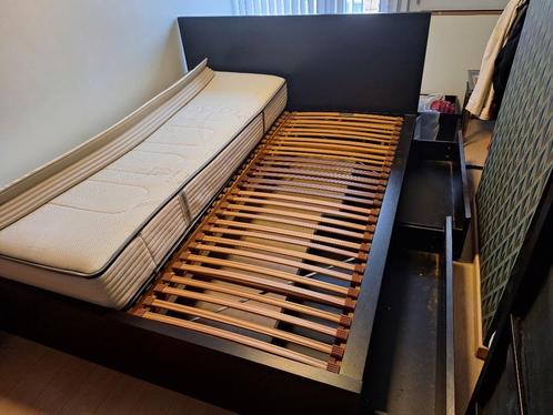 Bedframe met lattenbodems, Huis en Inrichting, Slaapkamer | Bedden, Gebruikt, Tweepersoons, 160 cm, 200 cm, Hout, Zwart, Ophalen