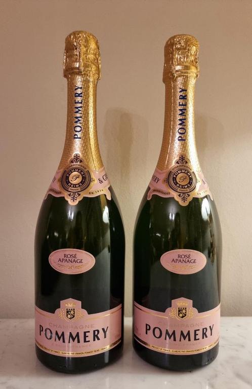 Champagne Pommery Apanage Rosé -2 FL., Verzamelen, Wijnen, Nieuw, Champagne, Frankrijk, Ophalen of Verzenden