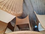 prachtige rotan tafel   rond 90 cm   met 4 kuipstoelen, Tuin en Terras, Ophalen, Zo goed als nieuw, Rond