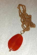 Ketting edelsteen hanger fire crackle agaat vintage, Pierre ou Minéral, Avec pendentif, Envoi, Neuf