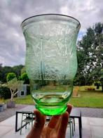 Art Deco vaas frost groen Booms glas, Ophalen of Verzenden