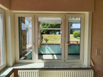 PVC Venster 217,5x157cm – 3 Delen, Dubbel Glas, Houtlook beschikbaar voor biedingen