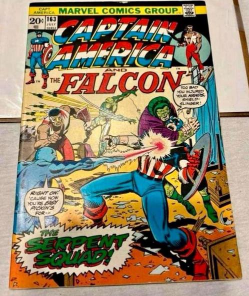 CAPTAIN AMERICA # 163 - 1973 SERPENT SQUAD - 1e Strip Comic, Boeken, Strips | Comics, Ophalen of Verzenden